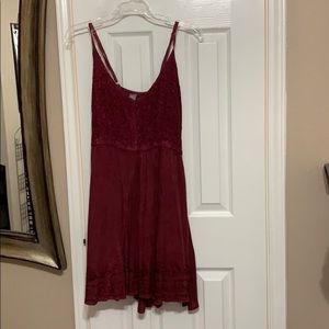 Be Beach burgundy beach dress with floral accents